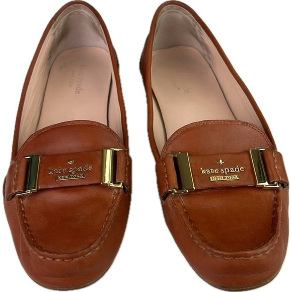 Kate Spade Slip-On Brown Leather Loafers Flats Size 9 - Picture 1 of 10